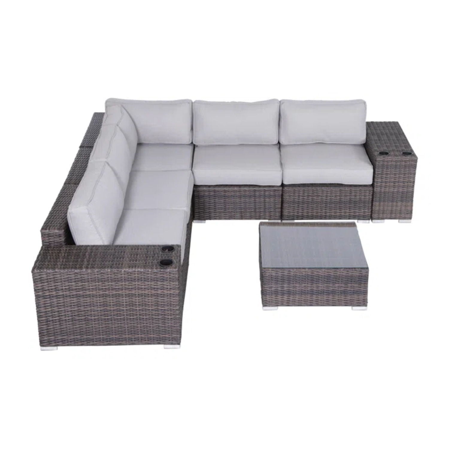 Modern Patio Rattan Sectional Set With Cushions LSI Patio Furniture