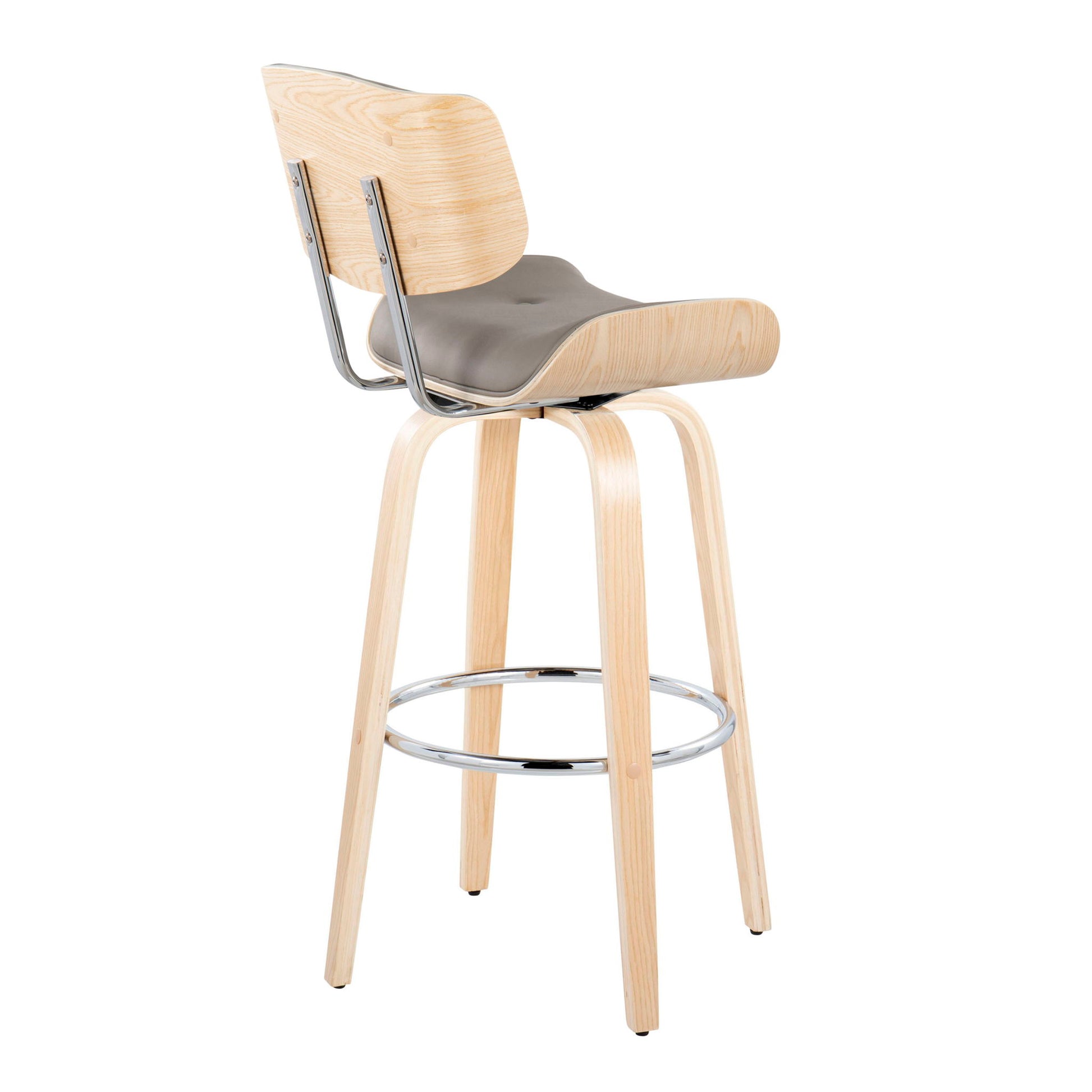 Lombardi - Mid Century Modern Fixed Height Barstool With Swivel With Round Footrest (Set of 2) Lumi Source