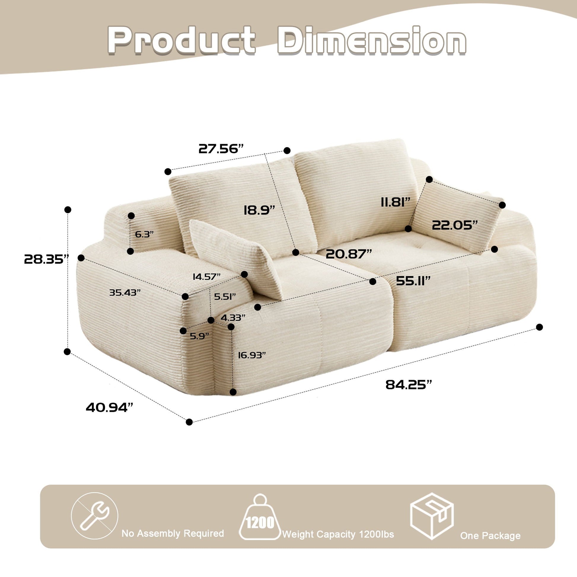 2 Seater Large Sectional Couches For Living Room Home Essentials