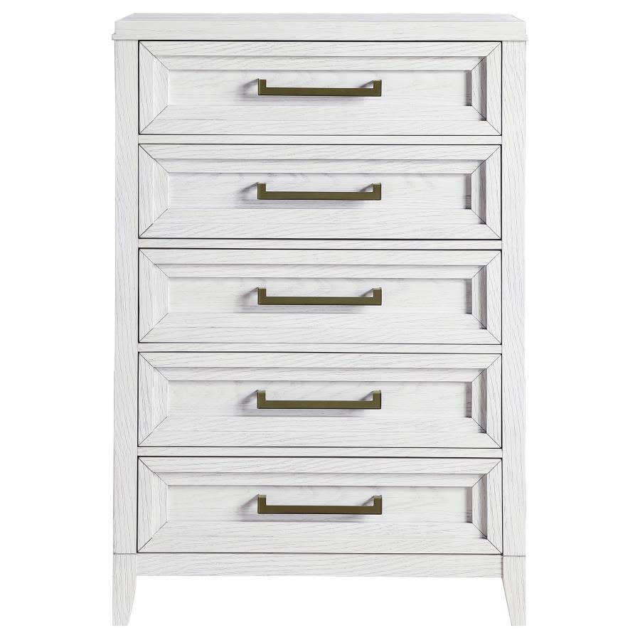 Marielle - 5-Drawer Bedroom Chest - Distressed White CoasterEveryday