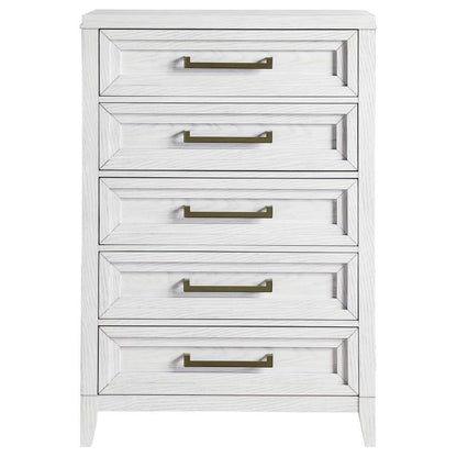 Marielle - 5-Drawer Bedroom Chest - Distressed White CoasterEveryday