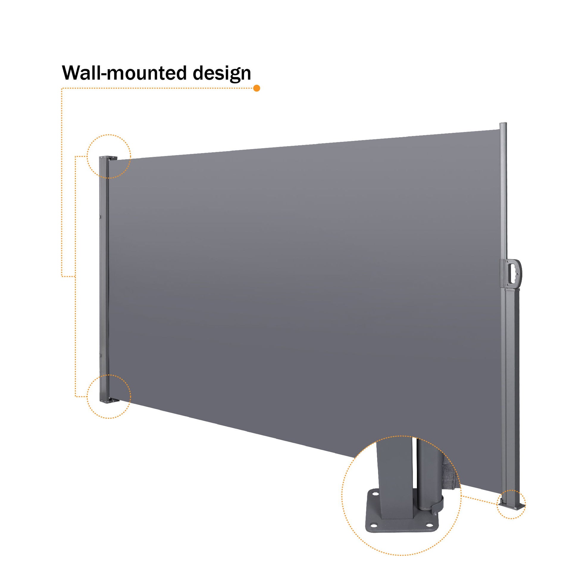 Retractable Side Screen Awning, Uv Resistant, Waterproof, Patio Privacy Screen For Garden, Balcony, Courtyard Daily Nest