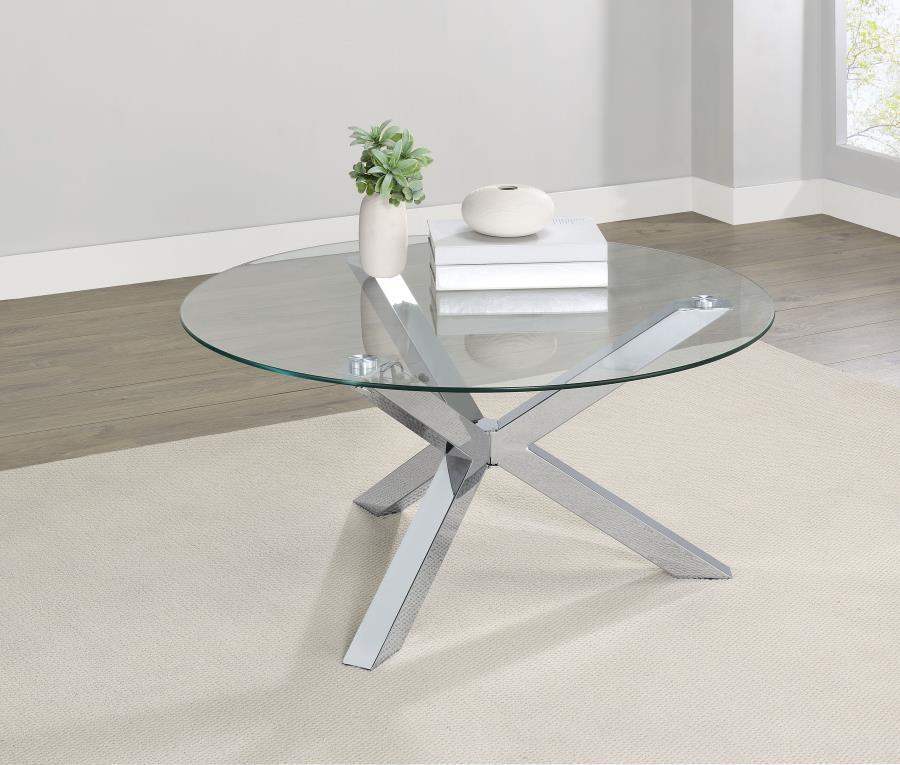 Kenzie - Round Tempered Glass Top Table Coaster Fine Furniture
