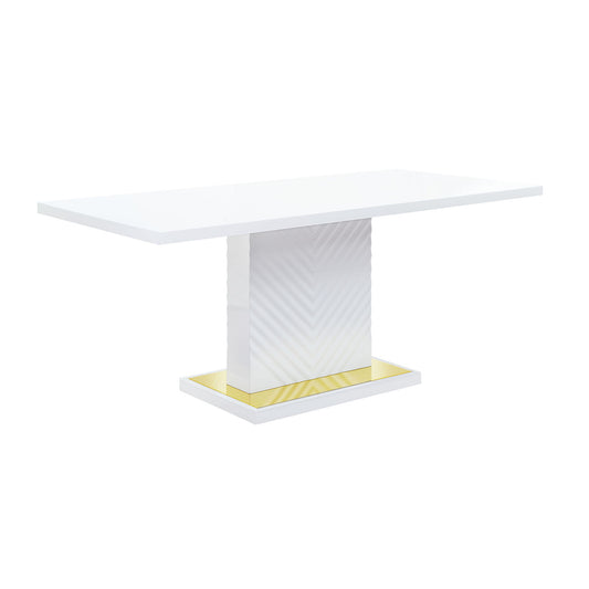 Gaines - High Gloss Dining Table With Pedestal Base Acme