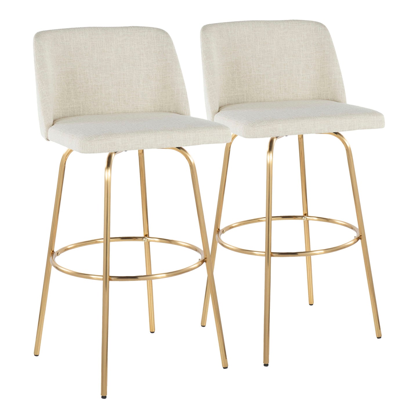 Toriano - Contemporary Fixed Height Barstool With Swivel And Round Footrest (Set of 2) Lumi Source
