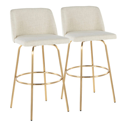 Toriano - Contemporary Fixed Height Barstool With Swivel And Round Footrest (Set of 2) Lumi Source