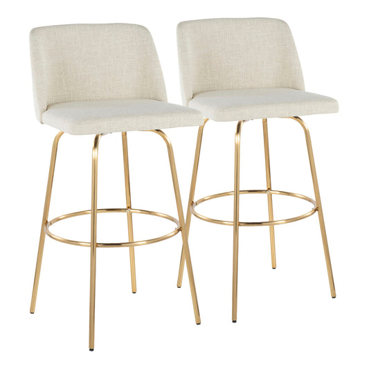 Toriano - Contemporary Fixed Height Barstool With Swivel And Round Footrest (Set of 2) Lumi Source