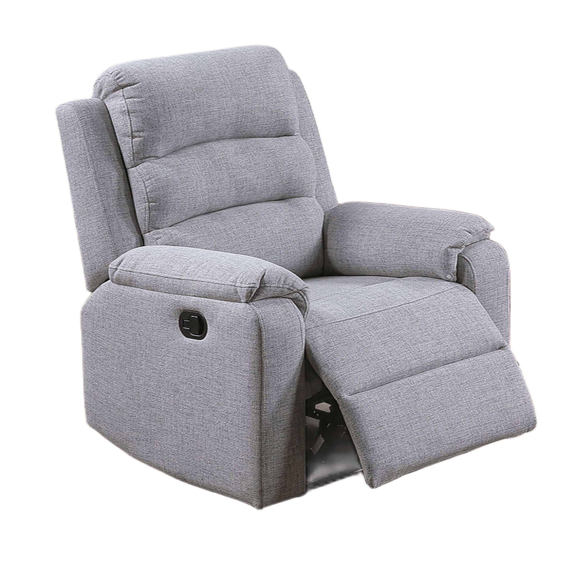 1 Piece Manual Recliner With Padded Seat And Backrest - Gray Home Essentials
