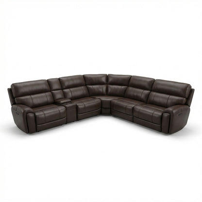 Brazil - Power Sectional With Adjustable Headrest & Footrest - Dark Brown Home Essentials