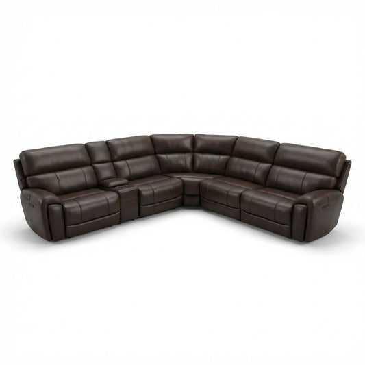 Brazil - Power Sectional With Adjustable Headrest & Footrest - Dark Brown Home Essentials