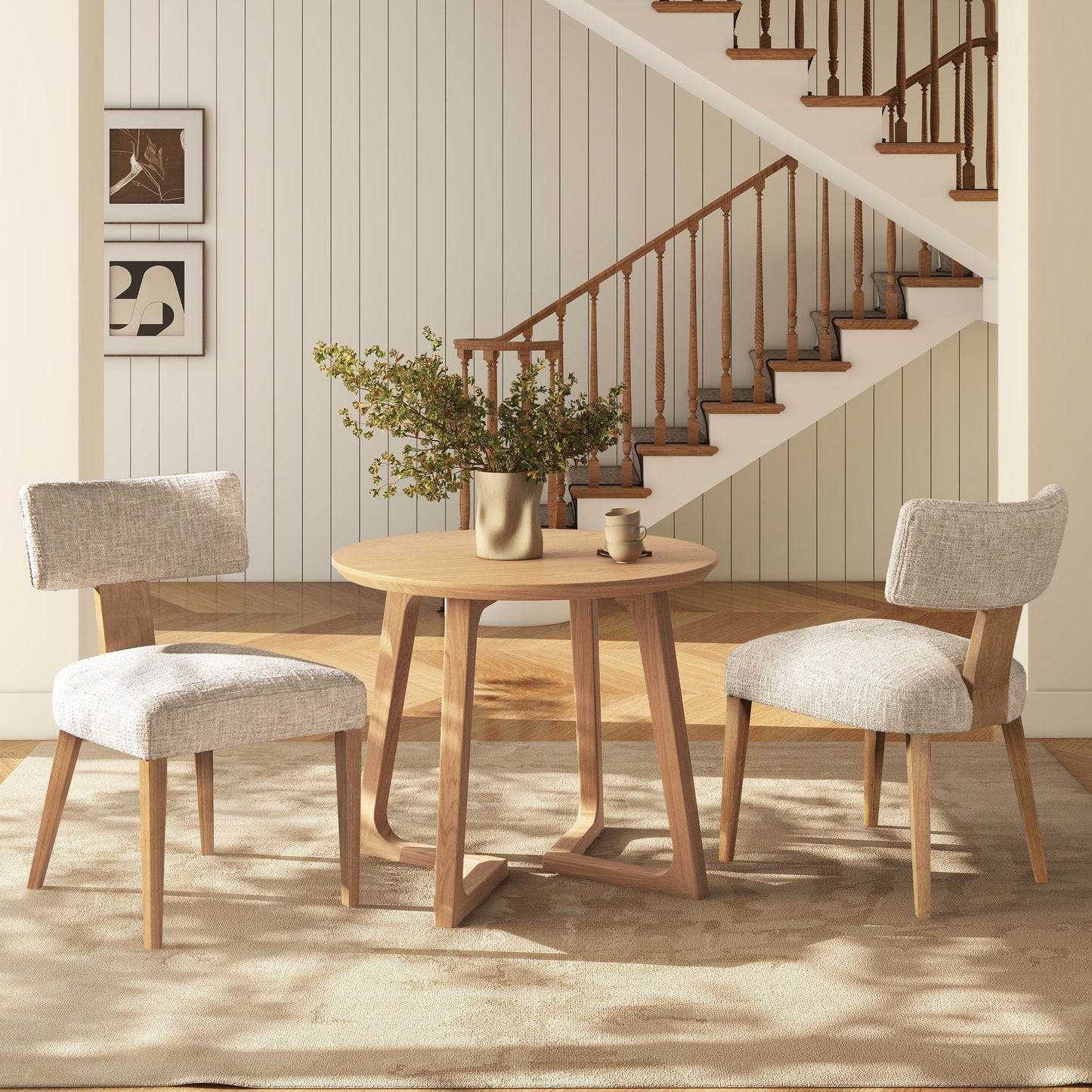 Louise - Split Back Upholstered Dining Side Chair (Set of 2) - Travertine Beige Jennifer Taylor Home