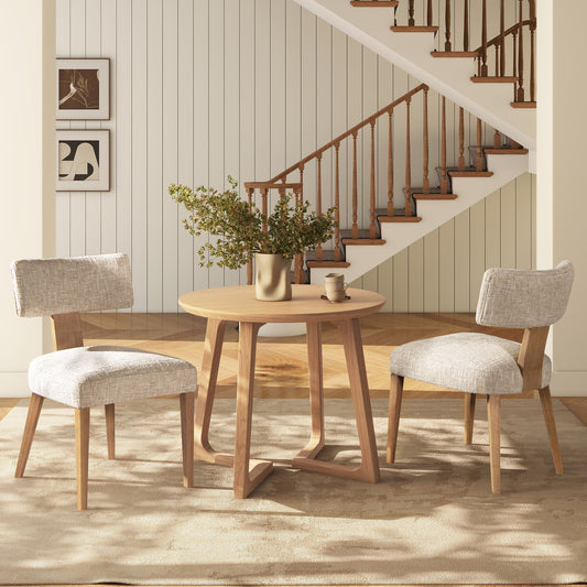 Louise - Split Back Upholstered Dining Side Chair (Set of 2) - Travertine Beige Jennifer Taylor Home