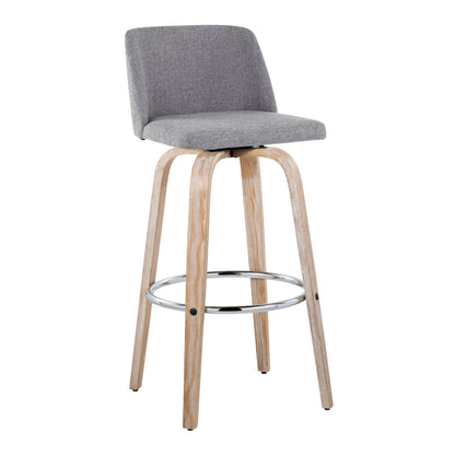Toriano - Contemporary Fixed Height Barstool With Swivel & Round Footrest (Set of 2) Lumi Source