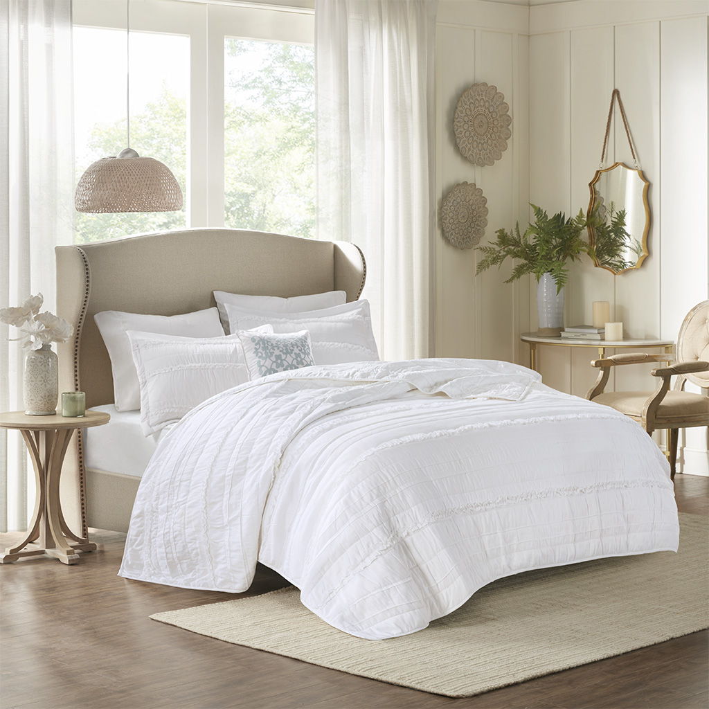 Celeste - 4 Piece Reversible Coverlet Set - White Madison Park