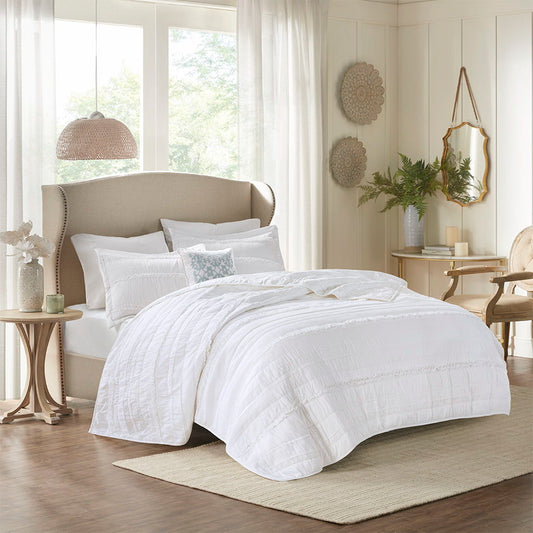 Celeste - 4 Piece Reversible Coverlet Set - White Madison Park