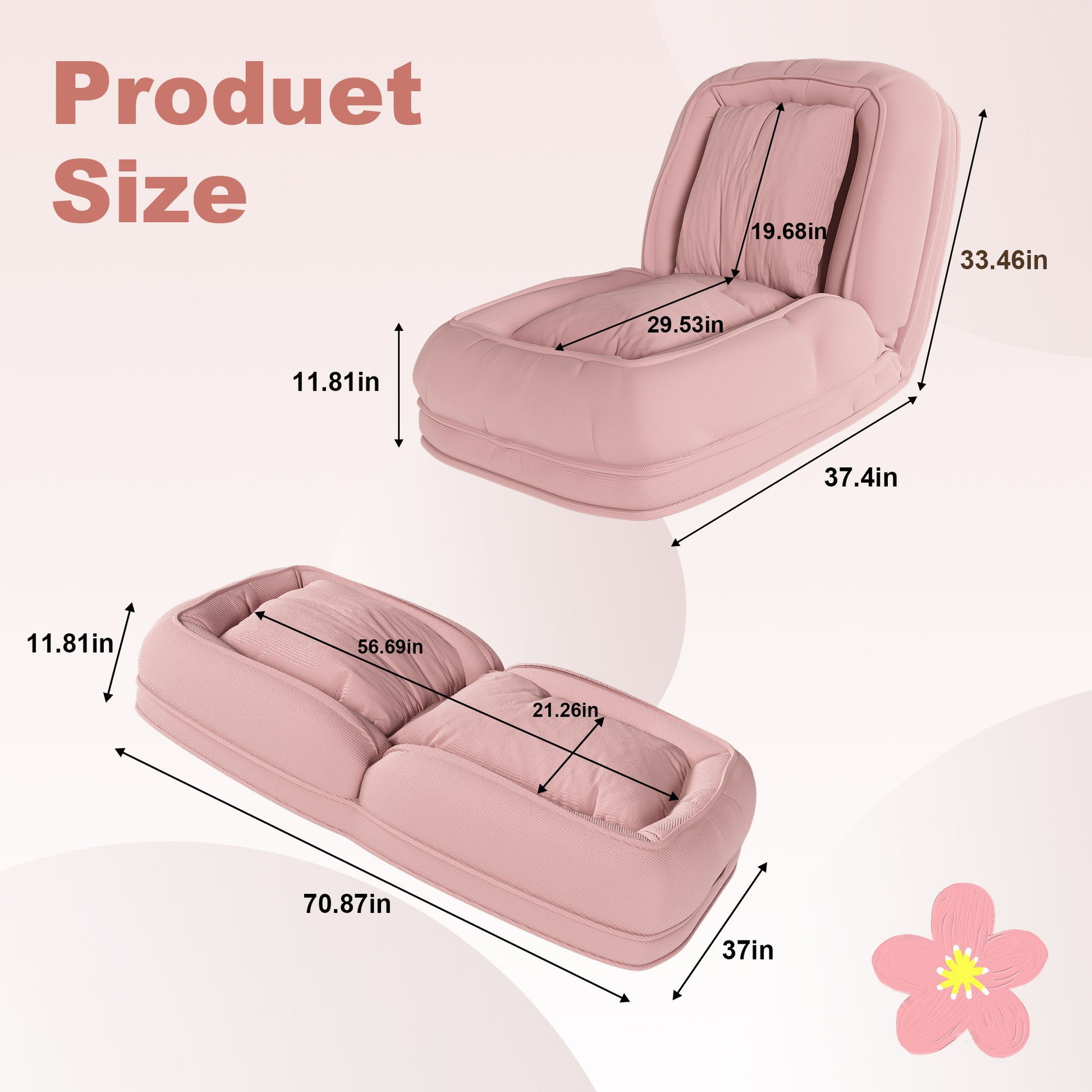 Upholstered Foldable Lazy Sofa Bed For Adults And Pets Home Essentials
