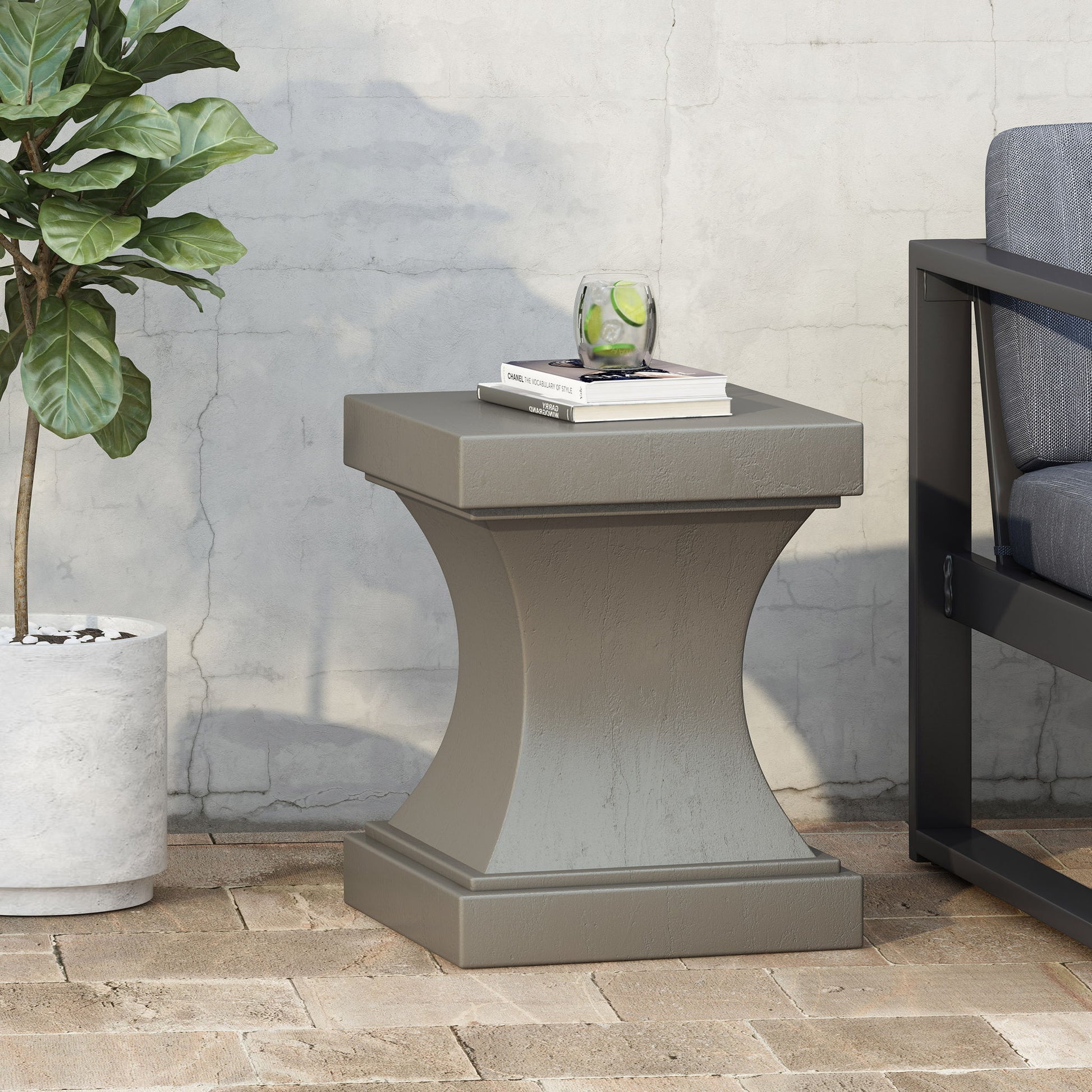 Athena - Modern Side Table With Pedestal Design Noble House