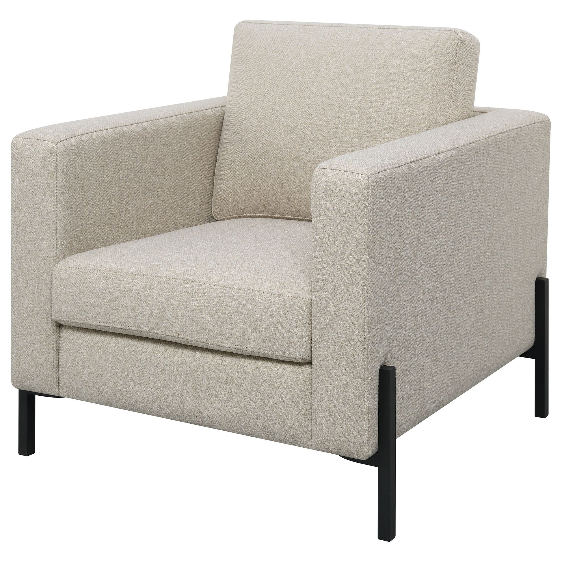 Schwan - Upholstered Track Arm Accent Chair - Oatmeal Furniture Max