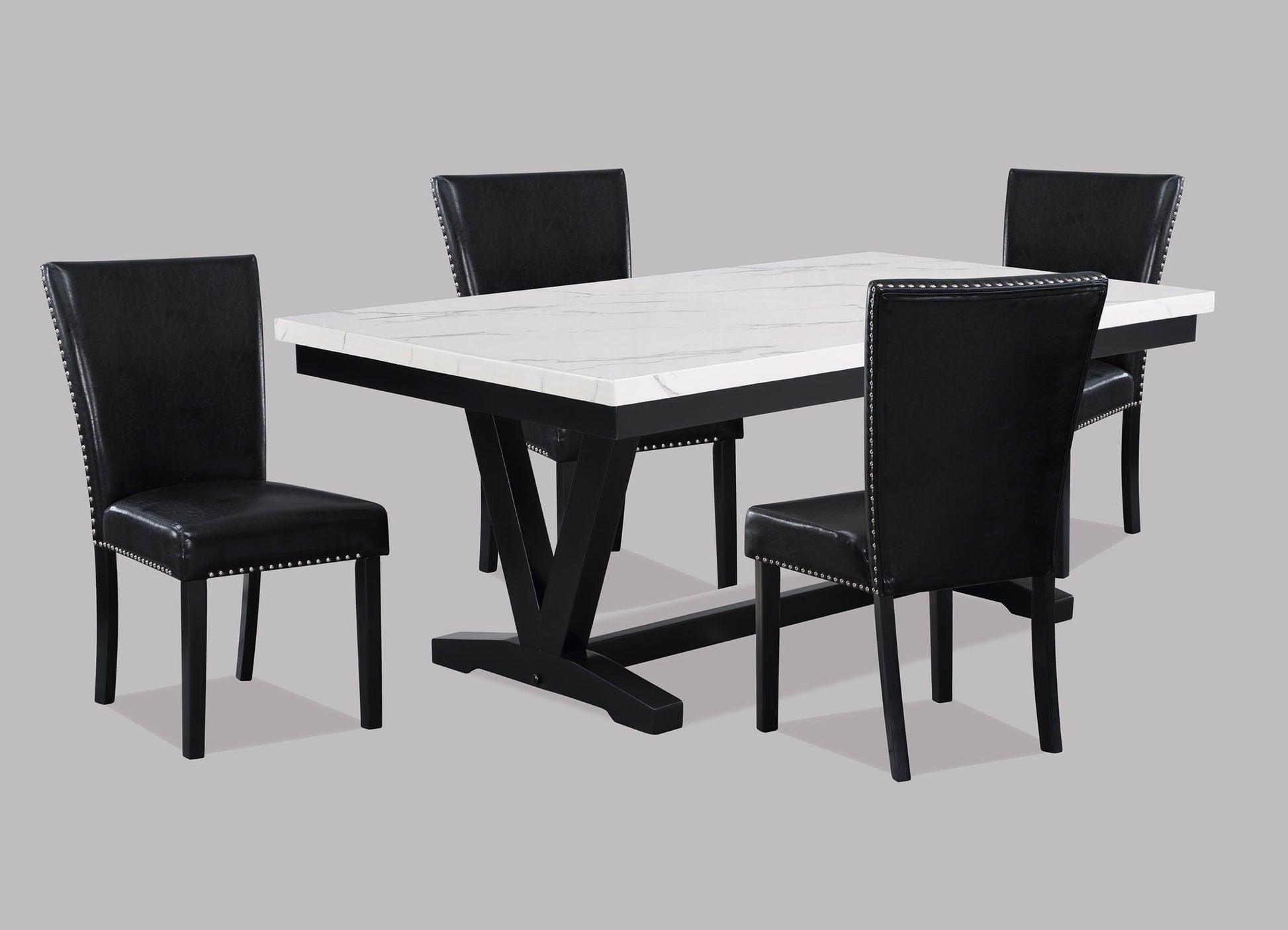 Tanner - Dining Table, Faux Carrara Marble - White / Black Crown Mark