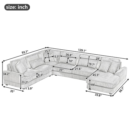 Oversized Sectional Sofa U - Shaped Sofa Couch Modern Sofa Upholstered In Soft With A Chaise Lounge For Living Room Hearth and Haven
