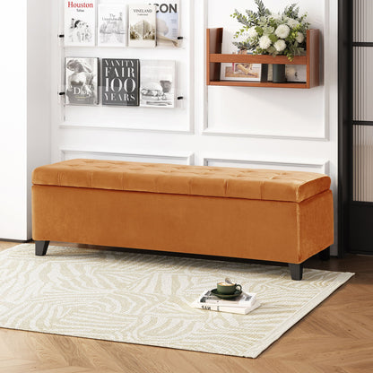 Wendover - Elegant Velvet Tufted Storage Bench With Lift-Up Top And Birch Wood Legs Noble House