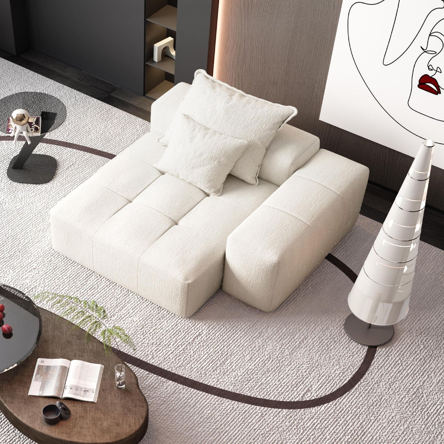 Modern Oversized Modular Sectional Sofa, Sparkling Chenille Fabric Soft Cushion Sofa With 2 Pillows