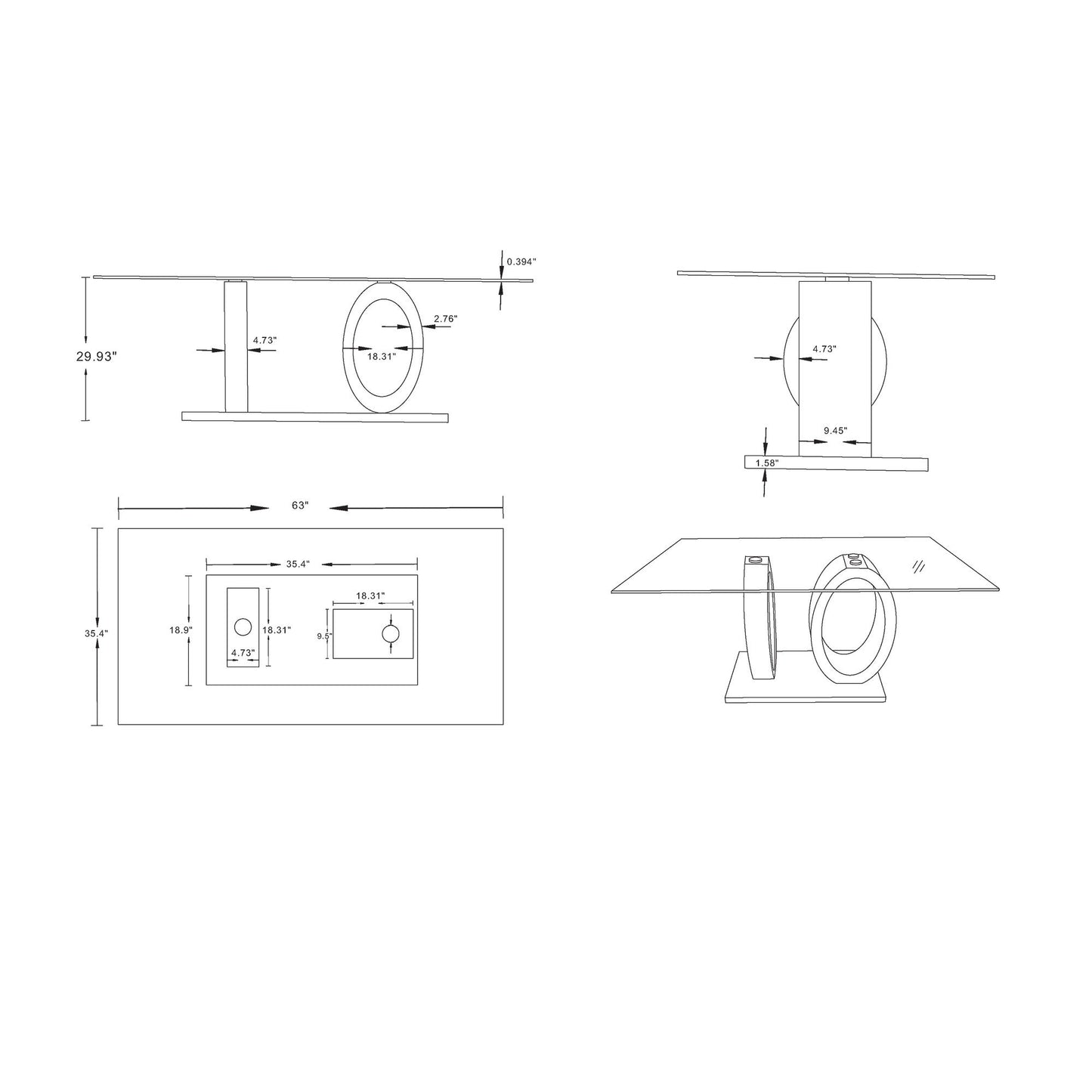 Royce - Dining Table Ecom Global Furniture USA