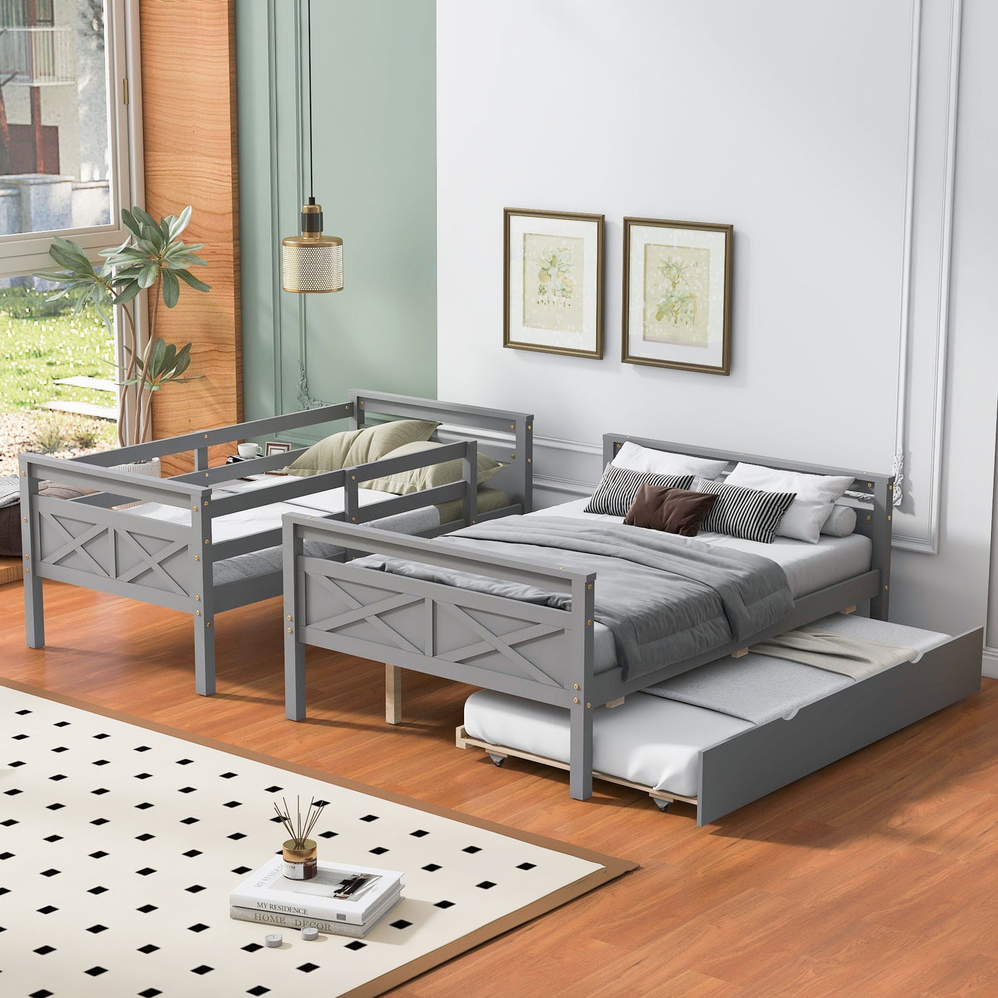 Bunk Bed With Ladder And Safety Guardrail Hearth and Haven