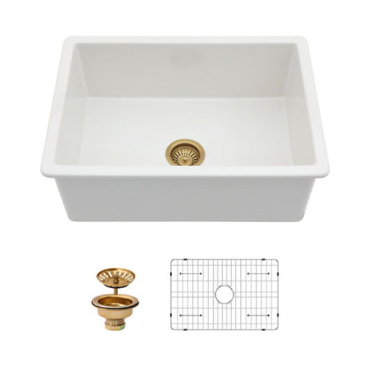 Undermount Single Bowl Ceramic Kitchen Sink, Dual Mount Daily Nest