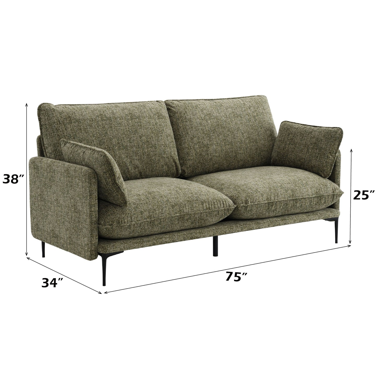 Dalton - Sofa With 2 Pillows - Green Acme