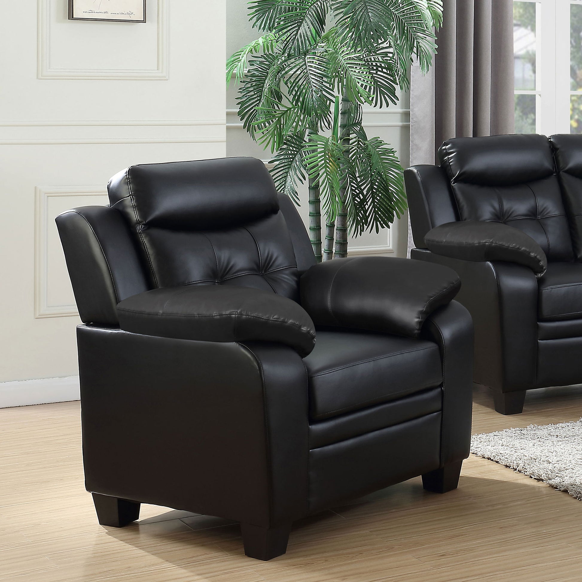 Winchell - Upholstered Padded Arm Tufted Accent Chair - Black Furniture Max