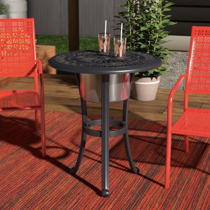 Outdoor Patio Aluminum Round Bistro Table/Side Table With Ice Bucket - Gunmetal Home Essentials