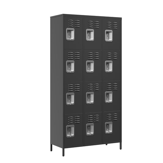 12 Door Lockers With Lock For Secure Storage - Black Home Essentials