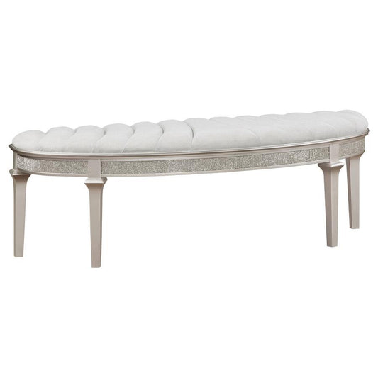 Evangeline - Curved Fabric Upholstered Bench - Silver Oak