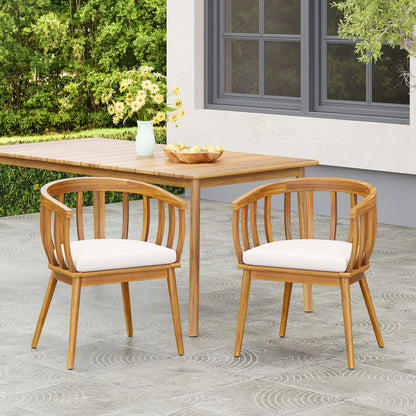 Klismos - Dining Armchair (Set of 2) - Teak / Beige Noble House