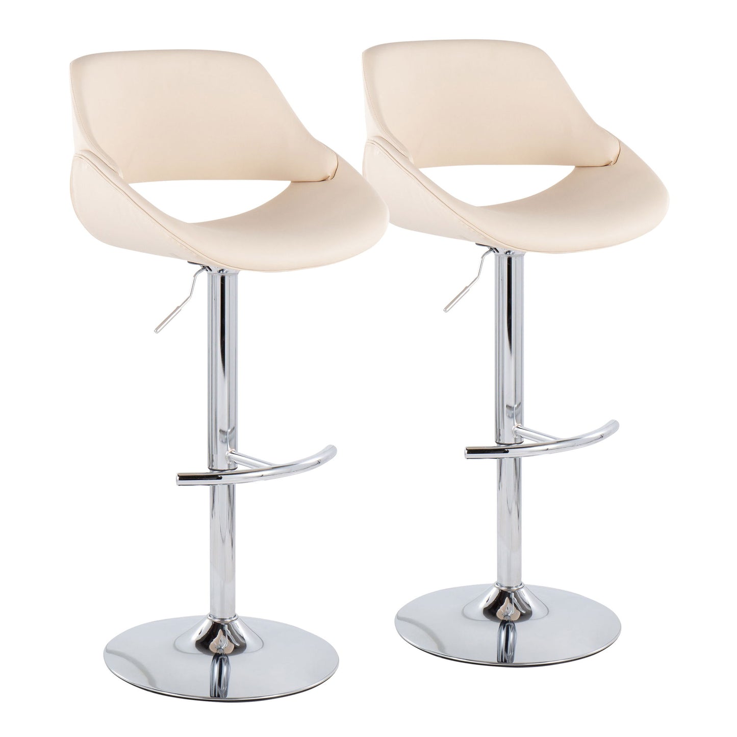 Fabrico - Contemporary Adjustable Bar Stool With Rounded T Footrest (Set of 2) Lumi Source