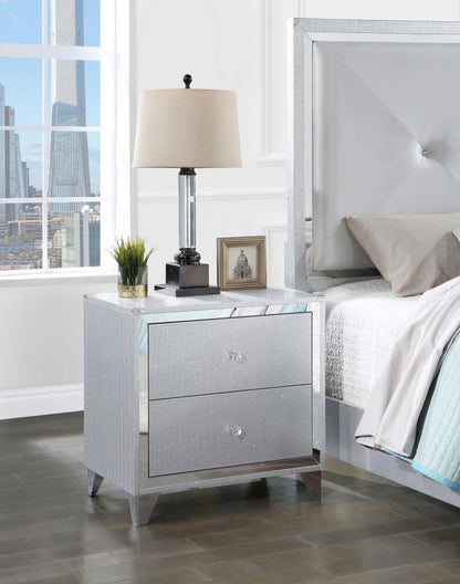 Larue - 2-Drawer Nightstand - Silver