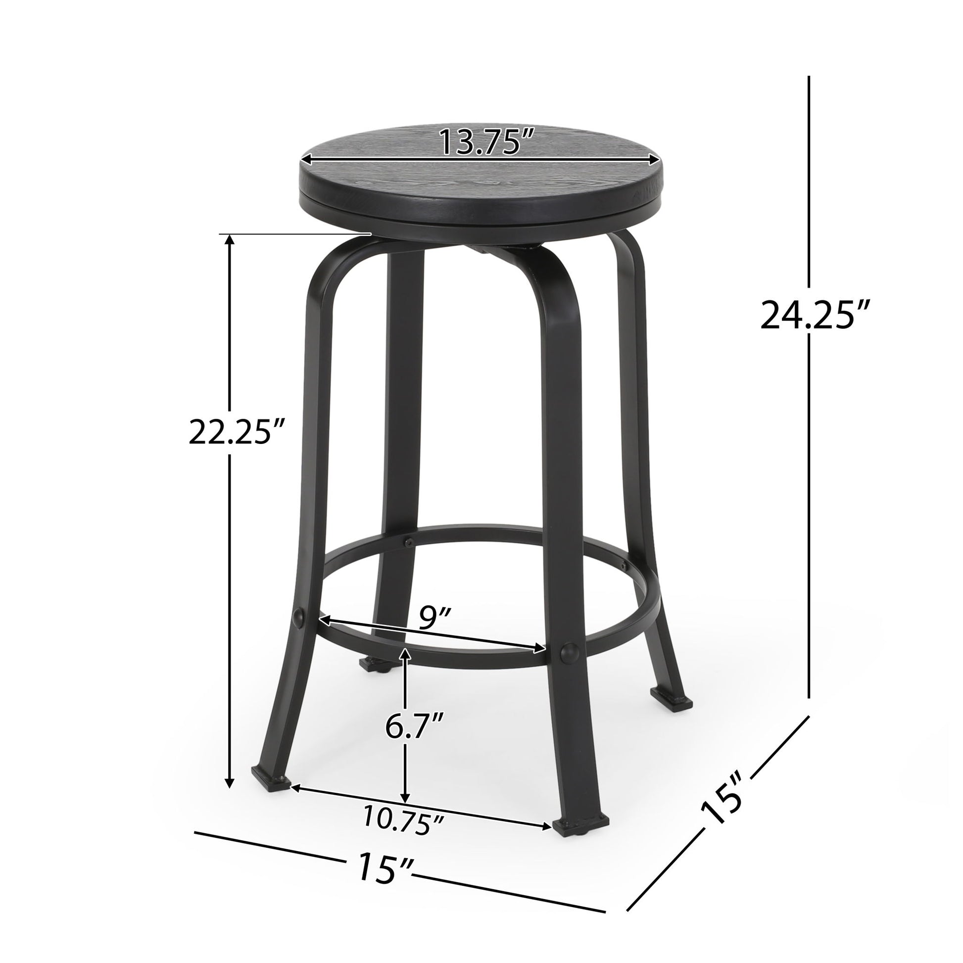 Modern Industrial Counter Stool Set With Swivel Function Noble House