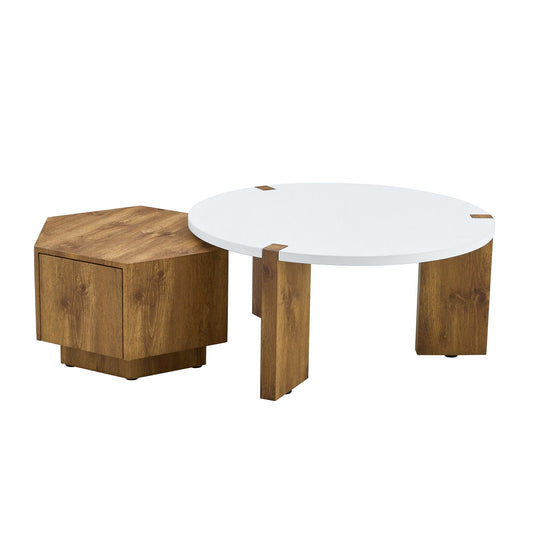 Fashionable Versatile Coffee Table Set - White / Wood Home Essentials
