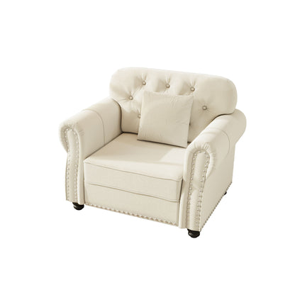 Upholstered Sofa With Nailhead Trim And Rolled Armrests Home Essentials