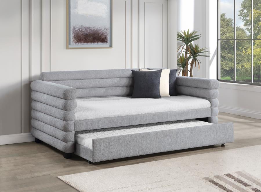 Patricia - Boucle Upholstered Day Bed With Trundle CoasterEveryday