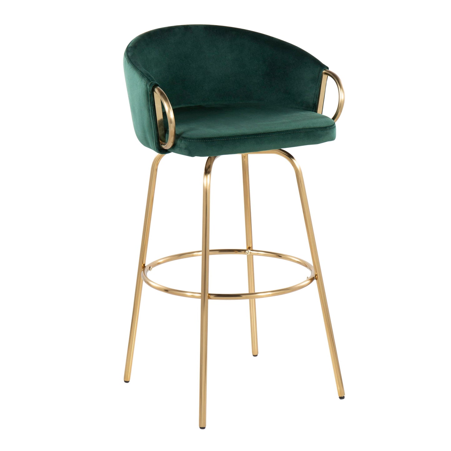 Claire - Contemporary / Glam Fixed Height Bar Stool (Set of 2) Round Footrest (Set of 2) Lumi Source