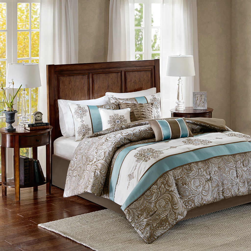 Caroline - King Piece Comforter (Set of 7) - Blue Madison Park
