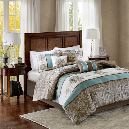 Caroline - King Piece Comforter (Set of 7) - Blue Madison Park