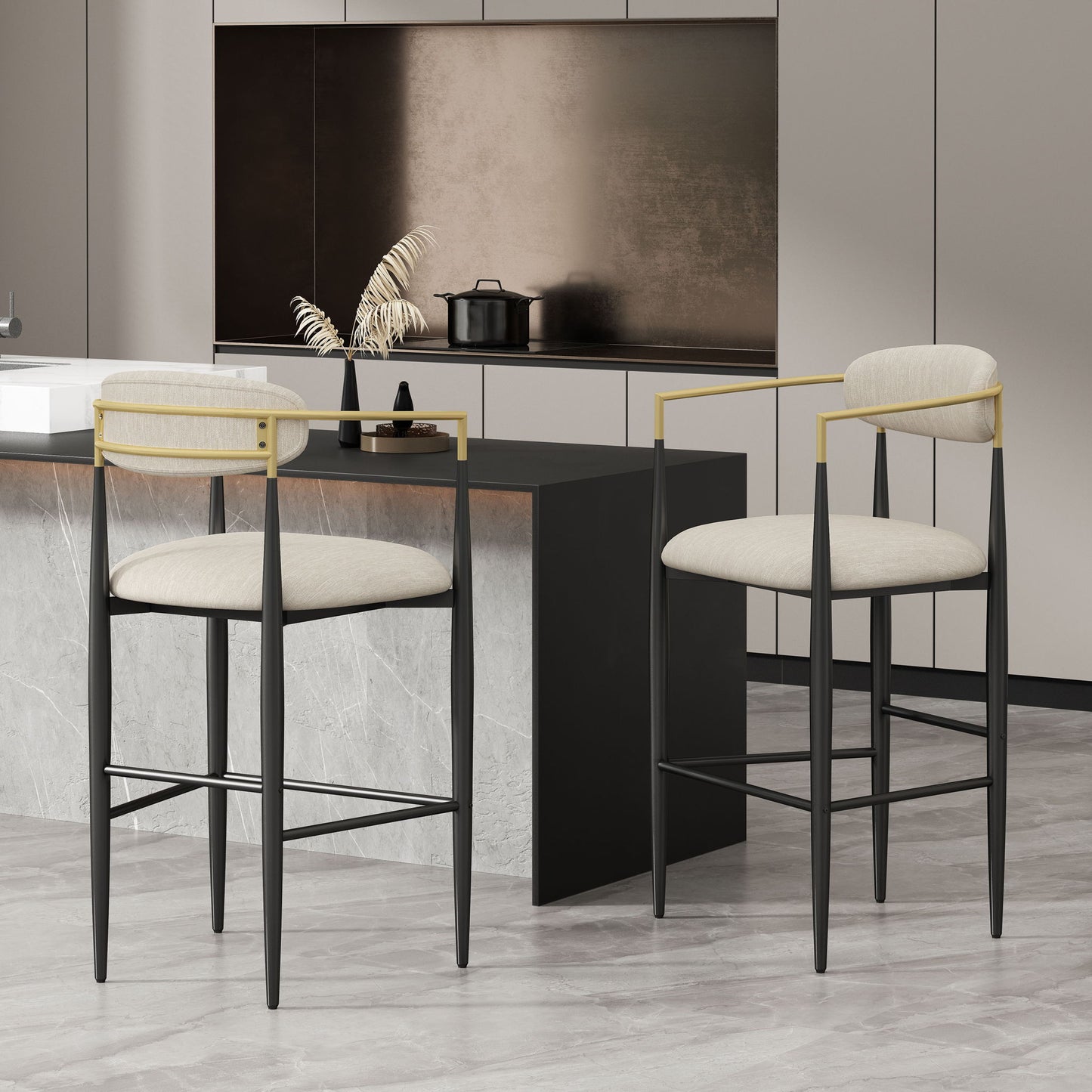 Counter Height Upholstered Barstools (Set of 2) Noble House