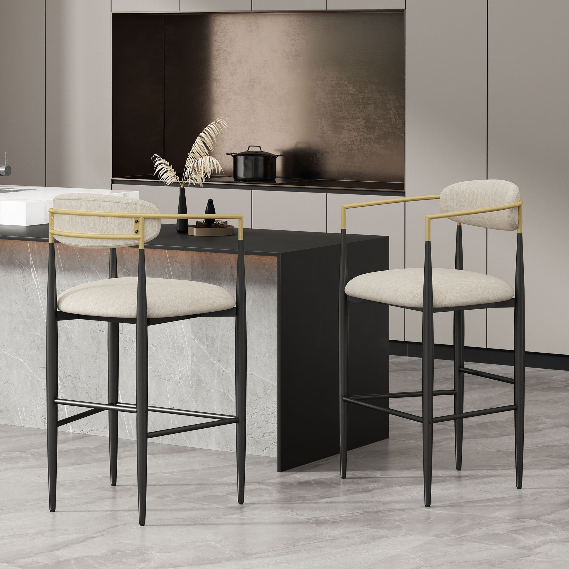 Counter Height Upholstered Barstools (Set of 2) Noble House