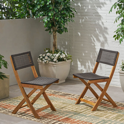 Bistro Foldable Chair With Wicker Backrest Noble House
