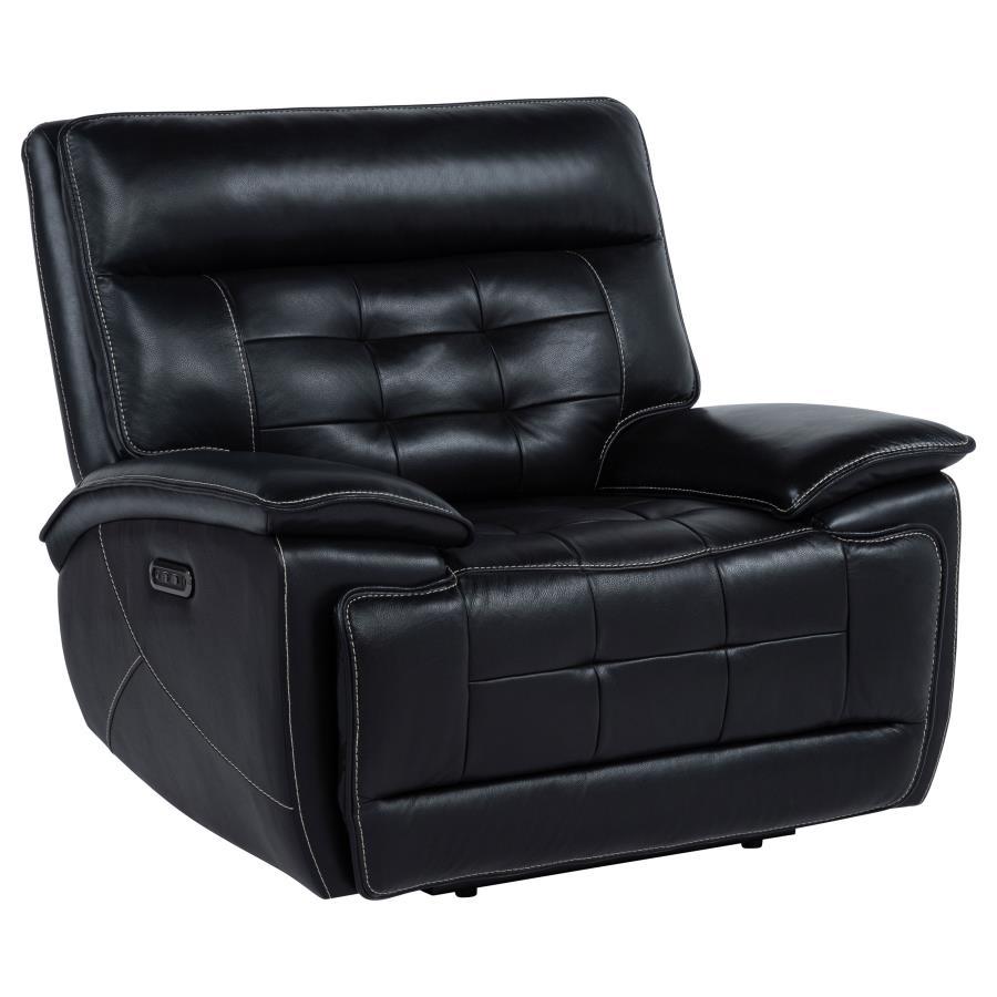 Hewitt - Leather Upholstered Dual Power Recliner Chair - Black Coaster Fine Furniture
