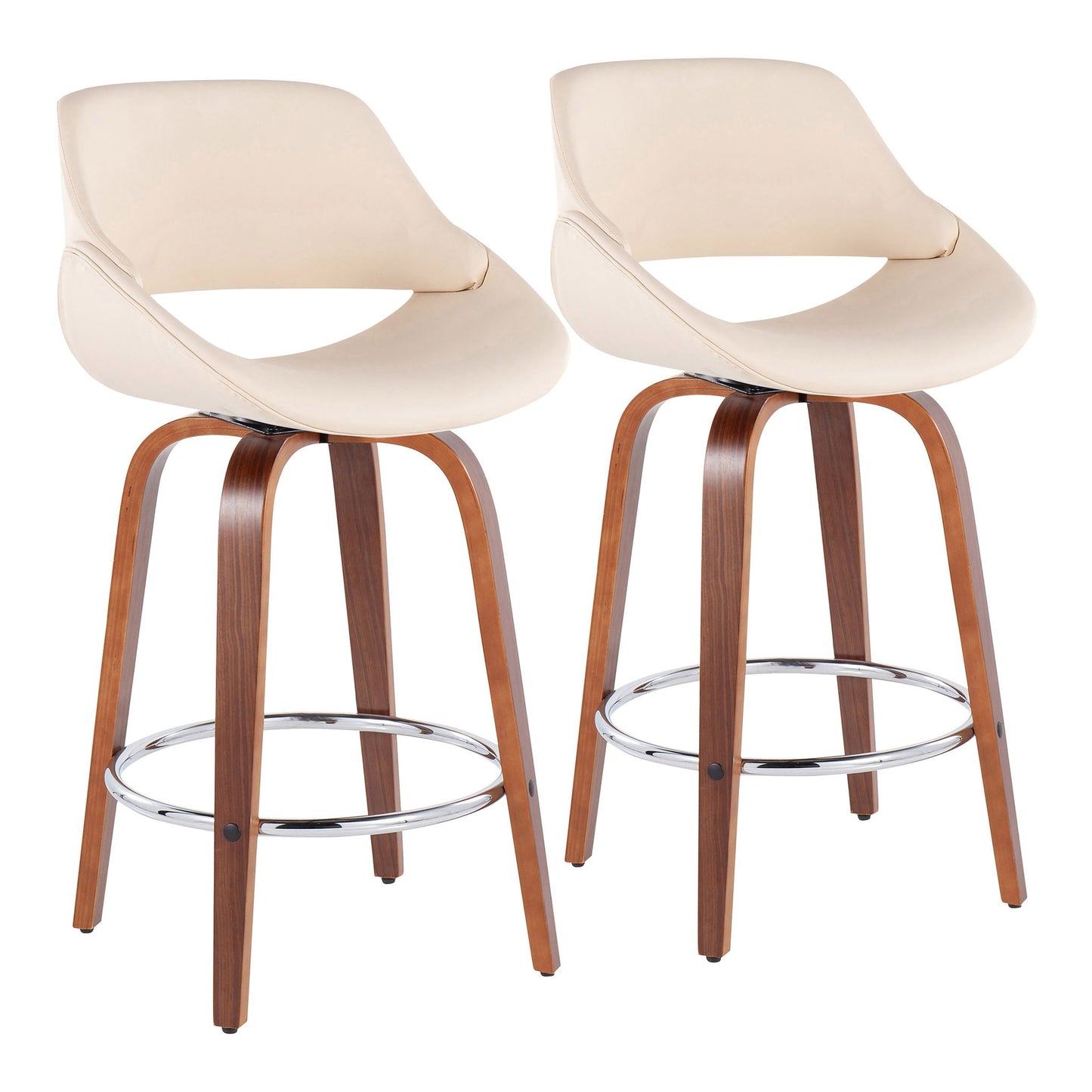 Fabrico - Mid Century Modern, Fixed Height Counter Stool With Round Footrest (Set of 2) Lumi Source