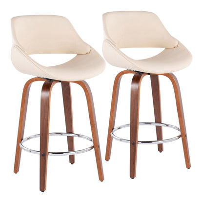 Fabrico - Mid Century Modern, Fixed Height Counter Stool With Round Footrest (Set of 2) Lumi Source